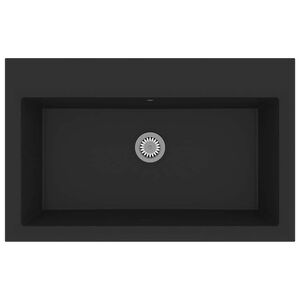 vidaXL Virtuves izlietne Melna 79 x 50 x 31 cm Kvarts un sveķi