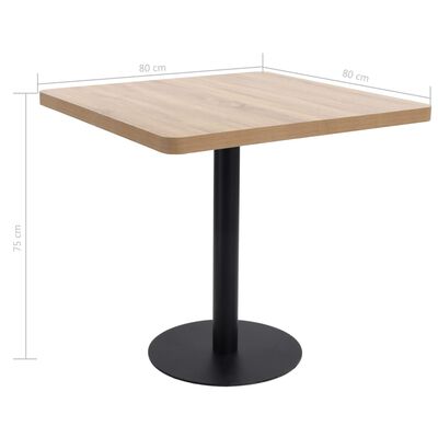 vidaXL bistro galds, gaiši brūns, 80x80 cm, MDF