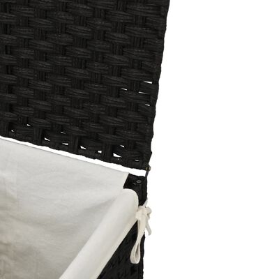 vidaXL veļas grozs ar vāku, melns, 46x33x60 cm, mākslīgā rotangpalma
