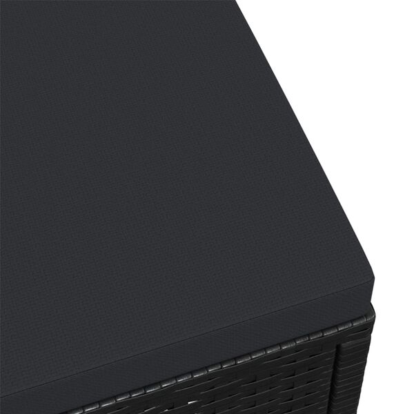 vidaXL dārza kāju soliņ&scaron; ar matraci, melna PE rotangpalma