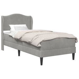 vidaXL Gultas rāmis ar galvas klāju Gai&scaron;i pelēka 90 x 200 cm Samts