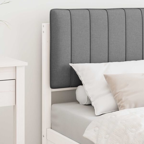 vidaXL Gultas rāmis ar polsterētu galvas balstu Gai&scaron;i pelēks