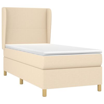 vidaXL atsperu gulta ar matraci, krēmkrāsas, 90x190 cm, audums