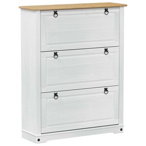 vidaXL Apavu skapis Corona Balts 99 x 32 x 122 cm Ciets priedes koks