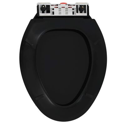 vidaXL tualetes poda sēdeklis, lēnās aizvēršanas funkcija, melns