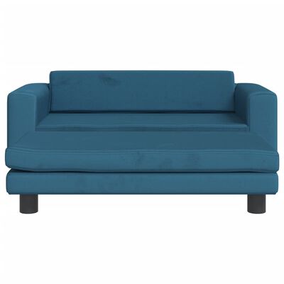 vidaXL bērnu dīvāns ar soliņu, zils, 100x50x30 cm, samts