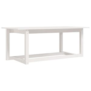 vidaXL kafijas galdiņ&scaron;, balts, 110x55x45 cm, priedes masīvkoks