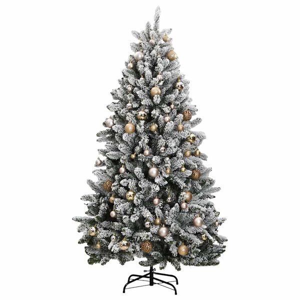 vidaXL mākslīgā Ziemassvētku egle, bumbiņu komplekts, 210 cm, 300 LED