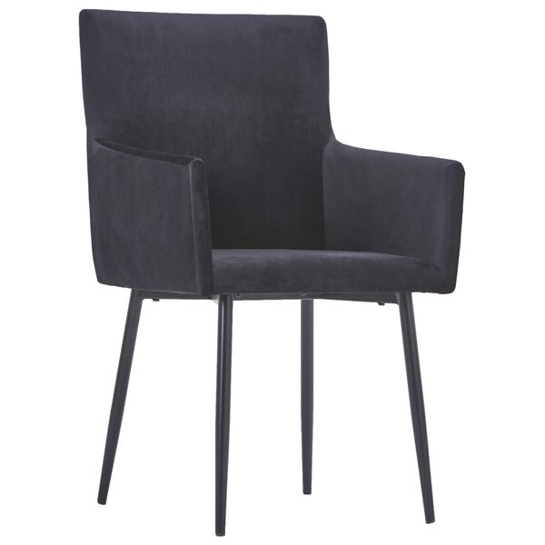 vidaXL virtuves krēsli ar roku balstiem, 2 gab., melns samts