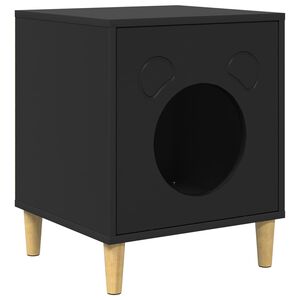 vidaXL Kaķu māja Melns 42,5 x 40 x 53 cm Inženierijas koks