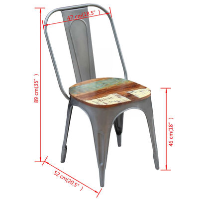 vidaXL virtuves krēsli, 2 gab., pārstrādāts masīvkoks