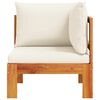 vidaXL dārza stūra dīvāns ar spilveniem, akācijas masīvkoks