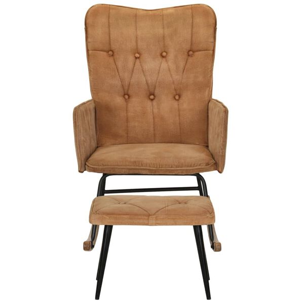 vidaXL &scaron;ūpuļkrēsls ar kājsoliņu, brūns vintāžas audums