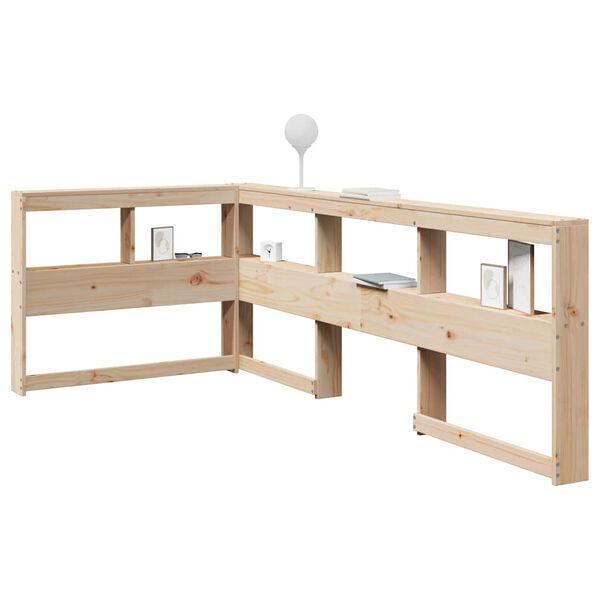 vidaXL Grāmatu skapja galvgalis L-veida 90 cm priedes masīvkoks