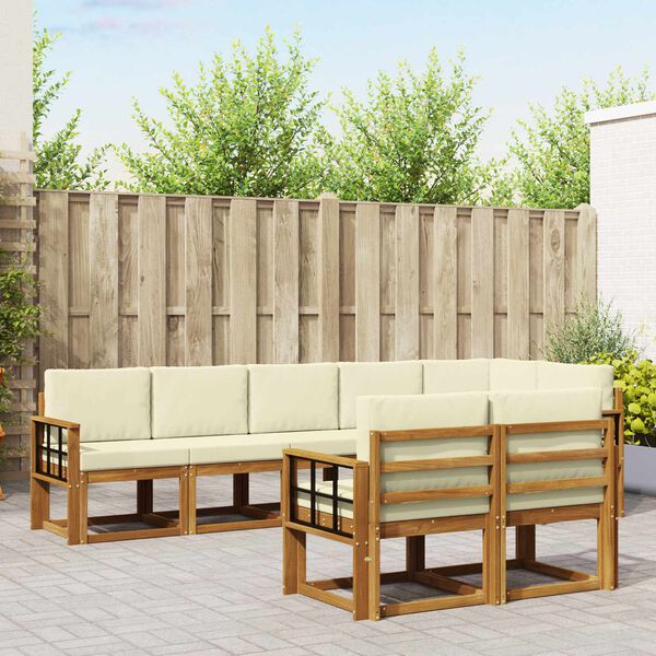 vidaXL Āra dīvānu komplekts ar spilvenu 8 pcs Dabisks un krējuma