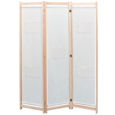 vidaXL 3-paneļu istabas aizslietnis, 120x170x4 cm, krēmkrāsas audums