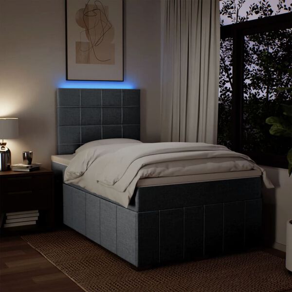 vidaXL atsperu gulta ar matraci, gai&scaron;i pelēka audums, 120x190 cm