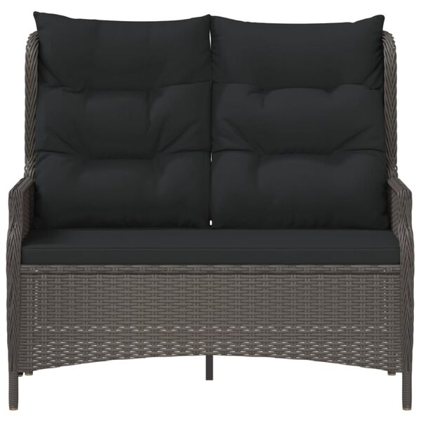 vidaXL divvietīgs dārza sols ar matračiem, melna PE rotangpalma