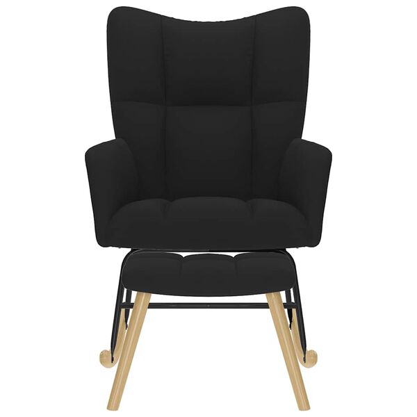 vidaXL &scaron;ūpuļkrēsls ar kājsoliņu, melns audums