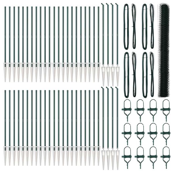 vidaXL Žoga āķis Zaļa 100 x 1,6 m (50 mm acu) Tērauds un PVC