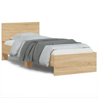 vidaXL gultas rāmis ar galvgali, ozolkoka krāsā, 75x190 cm