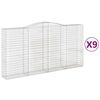 vidaXL arkveida gabiona grozi, 9 gb., 400x50x200/220cm, cinkota dzelzs