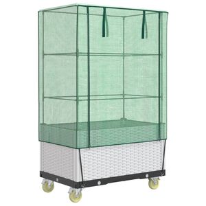 vidaXL paaugstināta puķu kaste ar pārsegu un riteņiem, 80x50x182 cm