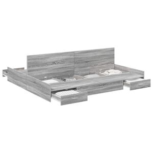 vidaXL Gultas ar uzglabā&scaron;anas vietu Pelēks Sonoma 200 x 200 cm