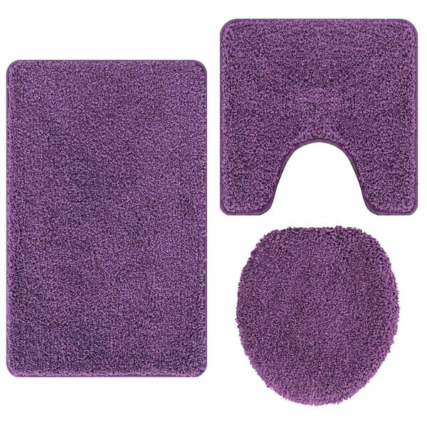 vidaXL Antislip vannas paklāju komplekts 3 pcs Violeta PP