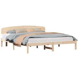 vidaXL Gultas rāmis Dabiska 200 x 200 cm Ciets priedes koks