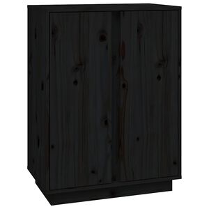 vidaXL kumode, melna, 60x35x80 cm, priedes masīvkoks