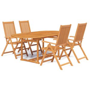 vidaXL 5-daļīgs dārza mēbeļu komplekts, akācijas masīvkoks, 150-200 cm