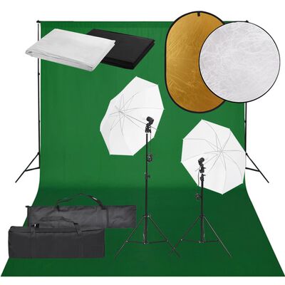 vidaXL fotostudijas komplekts – gaismas, foni, reflektori