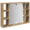 vidaXL spoguļskapītis ar LED koka krāsa 76x15x55 cm inženierijas koks