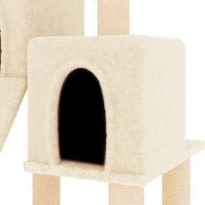 vidaXL kaķu māja ar sizala stabiem nagu asināšanai, 82 cm, krēmkrāsas