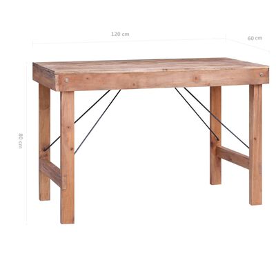vidaXL virtuves galds, 120x60x80 cm, pārstrādāts masīvkoks