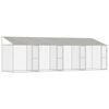 vidaXL Suņu būda ar jumtu Sudraba 800 x 200 x 256 cm Tērauds un PE
