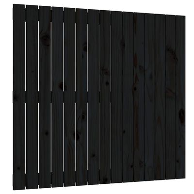 vidaXL sienas galvgalis, melns, 95,5x3x90 cm, priedes masīvkoks