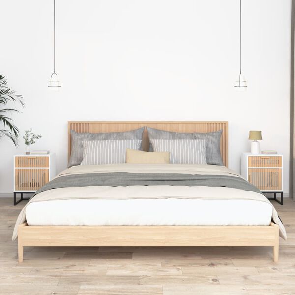 vidaXL naktsgaldiņi, 2 gab., balti, 40x30x55,5 cm, koks, dzelzs