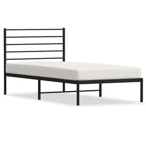 vidaXL gultas rāmis ar galvgali, melns metāls, 75x190 cm