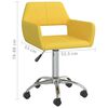 vidaXL grozāmi virtuves krēsli, 2 gab., dzeltens audums