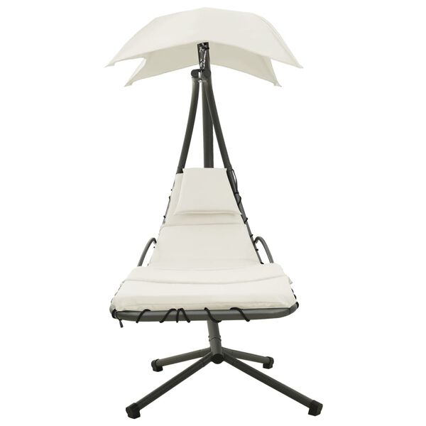 vidaXL dārza &scaron;ūpuļkrēsls, krēmkrāsas, pelēks, 190x90x200 cm, audums