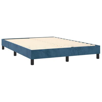 vidaXL gultas rāmis, tumši zils samts, 140x190 cm