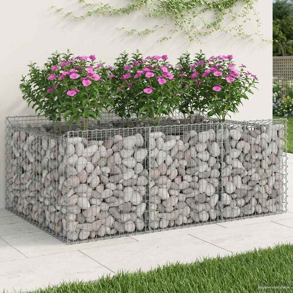 vidaXL Gabions pacelta gulta Sudraba 150 x 100 x 60 cm Cinkots tērauds
