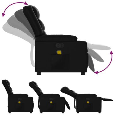 vidaXL masāžas krēsls, atgāžams, melna mākslīgā āda