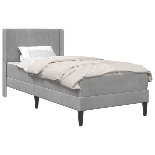 vidaXL Gultas rāmis ar matraci Gai&scaron;i pelēks 80 x 200 cm Samts