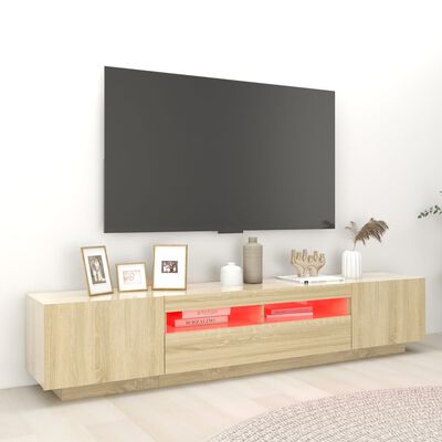 vidaXL TV skapītis ar LED lampiņām, 200x35x40 cm, ozolkoka krāsa