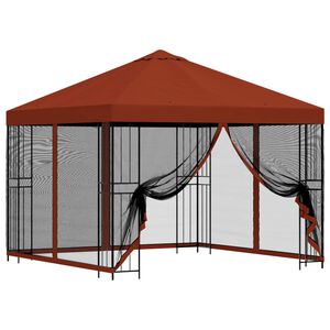 vidaXL Dārza paviljons ar sānu sienām 3 x 3 m Sarkanbrūns