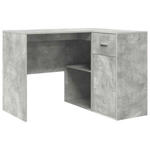 vidaXL Stūra rakstāmgalds ar atvilktni Betona pelēks 102 x 88 x 75 cm