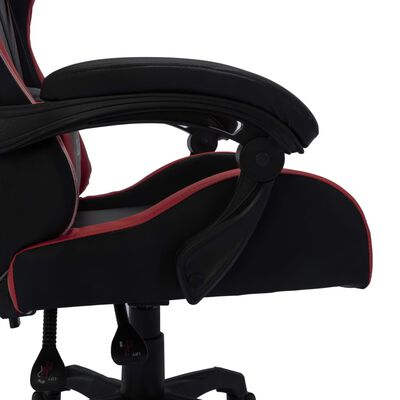 vidaXL biroja krēsls, RGB LED gaismas, vīnsarkana, melna mākslīgā āda